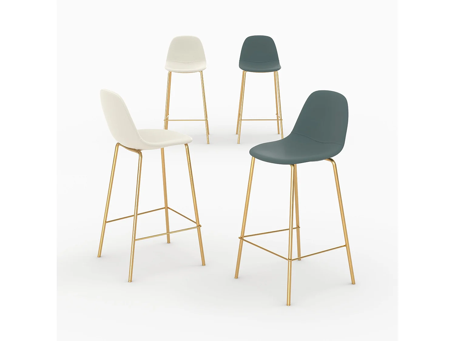 Set di 4 sedie per isola centrale bianche e verdi 65 cm - Henrik