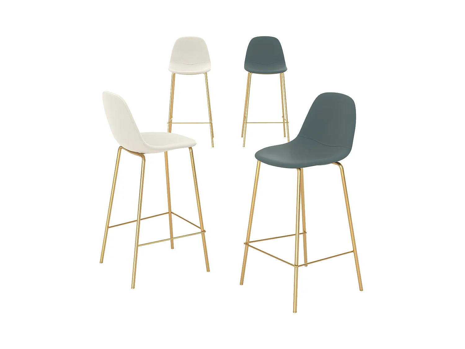 Set di 4 sedie per isola centrale bianche e verdi 65 cm - Henrik