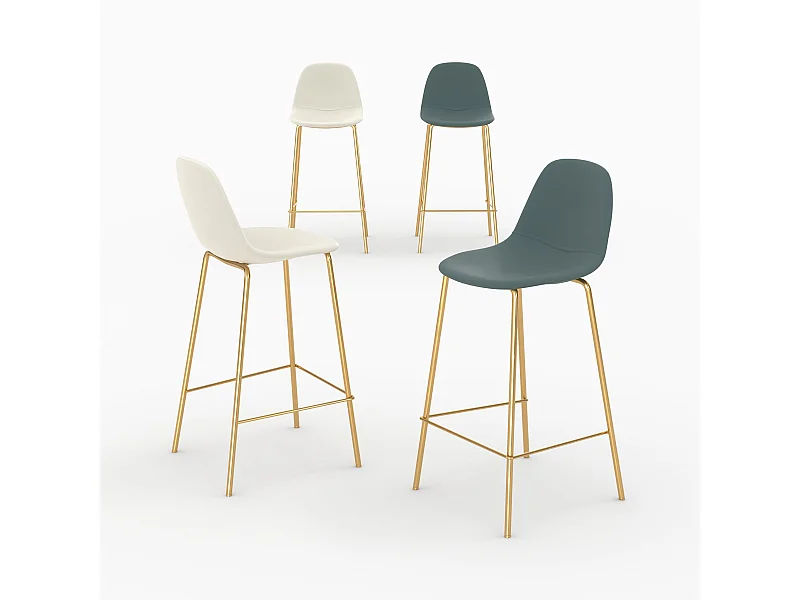 Set di 4 sedie per isola centrale bianche e verdi 65 cm - Henrik