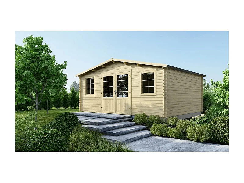 Casetta da giardino in legno - 21.42m2 - 5.1x4.2m - 34mm - colore: naturale - DOM746 - ALTANKA