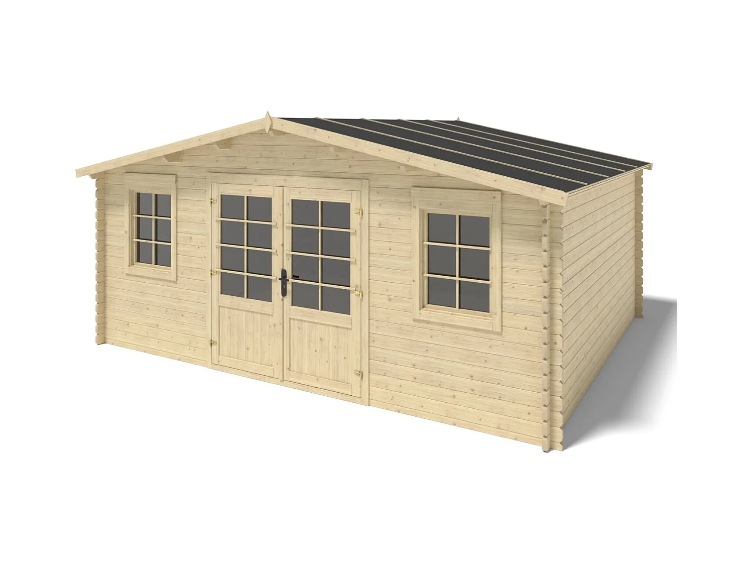 Abri de jardin en bois - 21.42m2 - 5.1x4.2m - Ep. 34mm - Couleur: naturel - DOM746 - ALTANKA