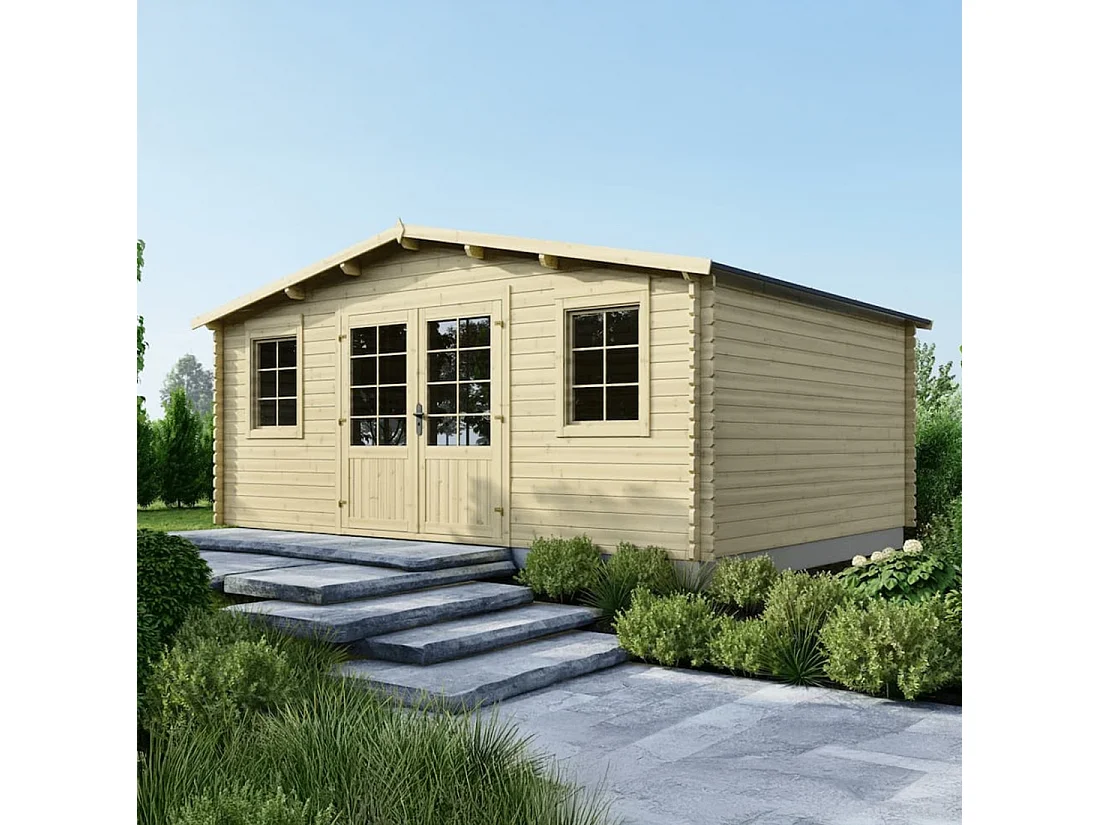 Casetta da giardino in legno - 21.42m2 - 5.1x4.2m - 34mm - colore: naturale - DOM746 - ALTANKA