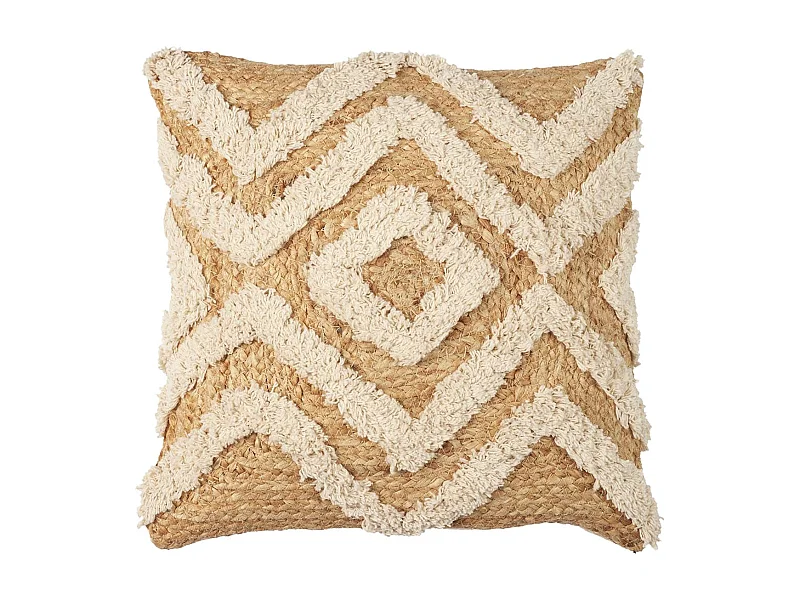 Coussin Tufté en Jute et Coton Beige 40x40cm Déhoussable - TIKKA