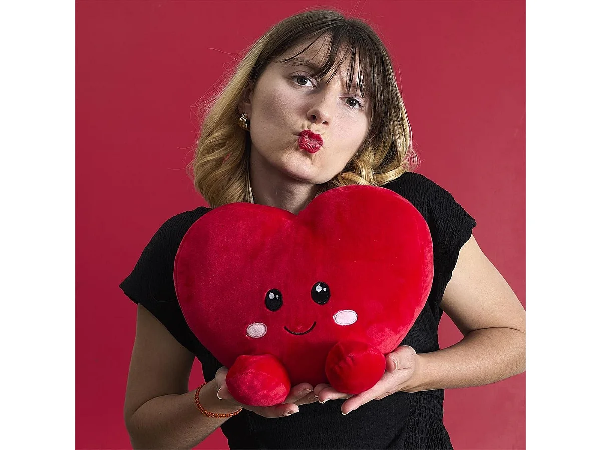 Peluche coeur kawaii en polyester (L25 cm)