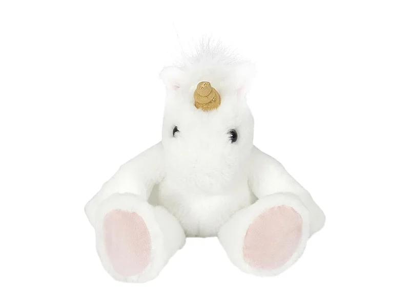 Peluche licorne blanche et rose en polyester (H30 cm)