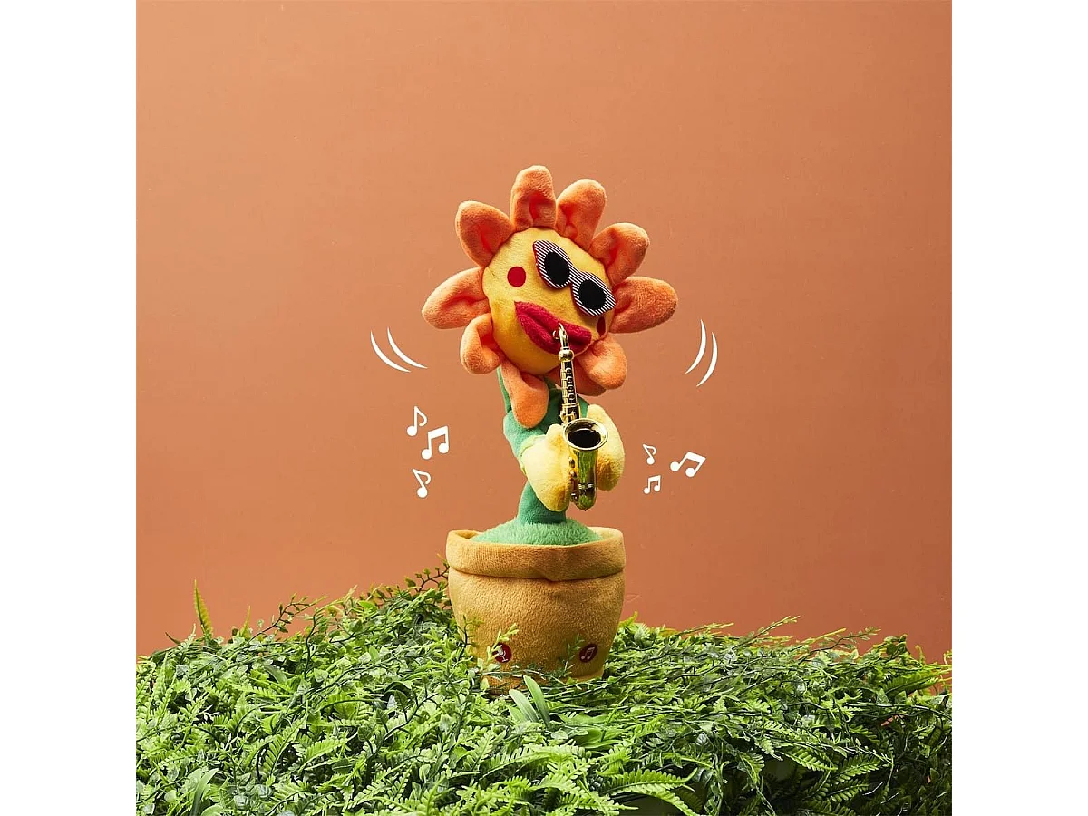 Fleur de tournesol orange dansante en polyester