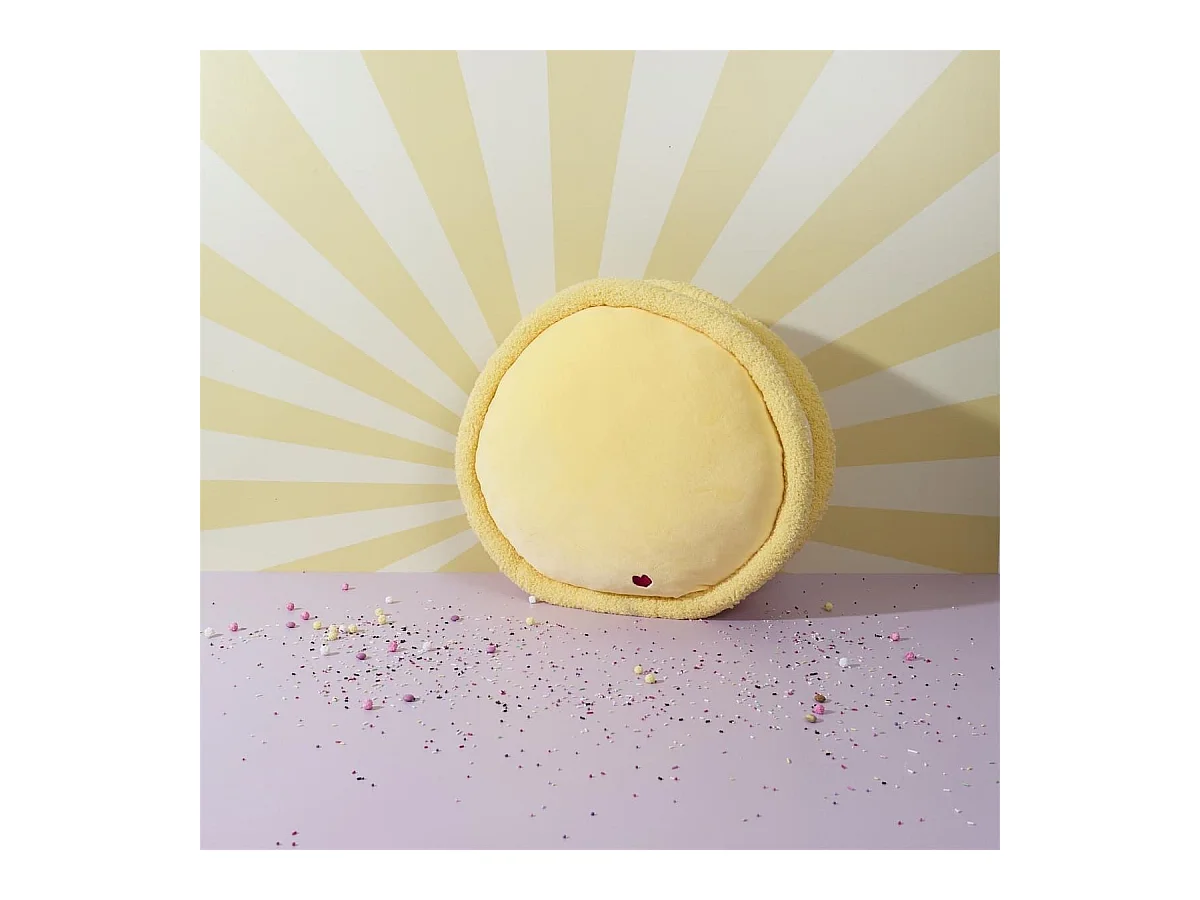 Peluche macaron jaune kawaii en polyester (Ø36 cm)