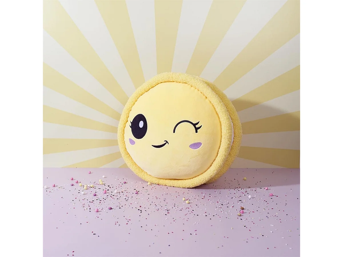 Peluche macaron jaune kawaii en polyester (Ø36 cm)