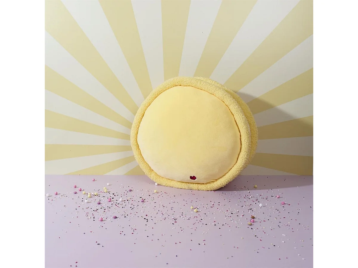 Peluche macaron jaune kawaii en polyester (Ø36 cm)