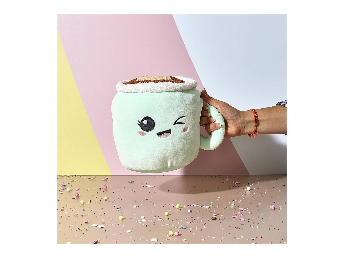 Peluche tasse kawaii en polyester (H22 cm)