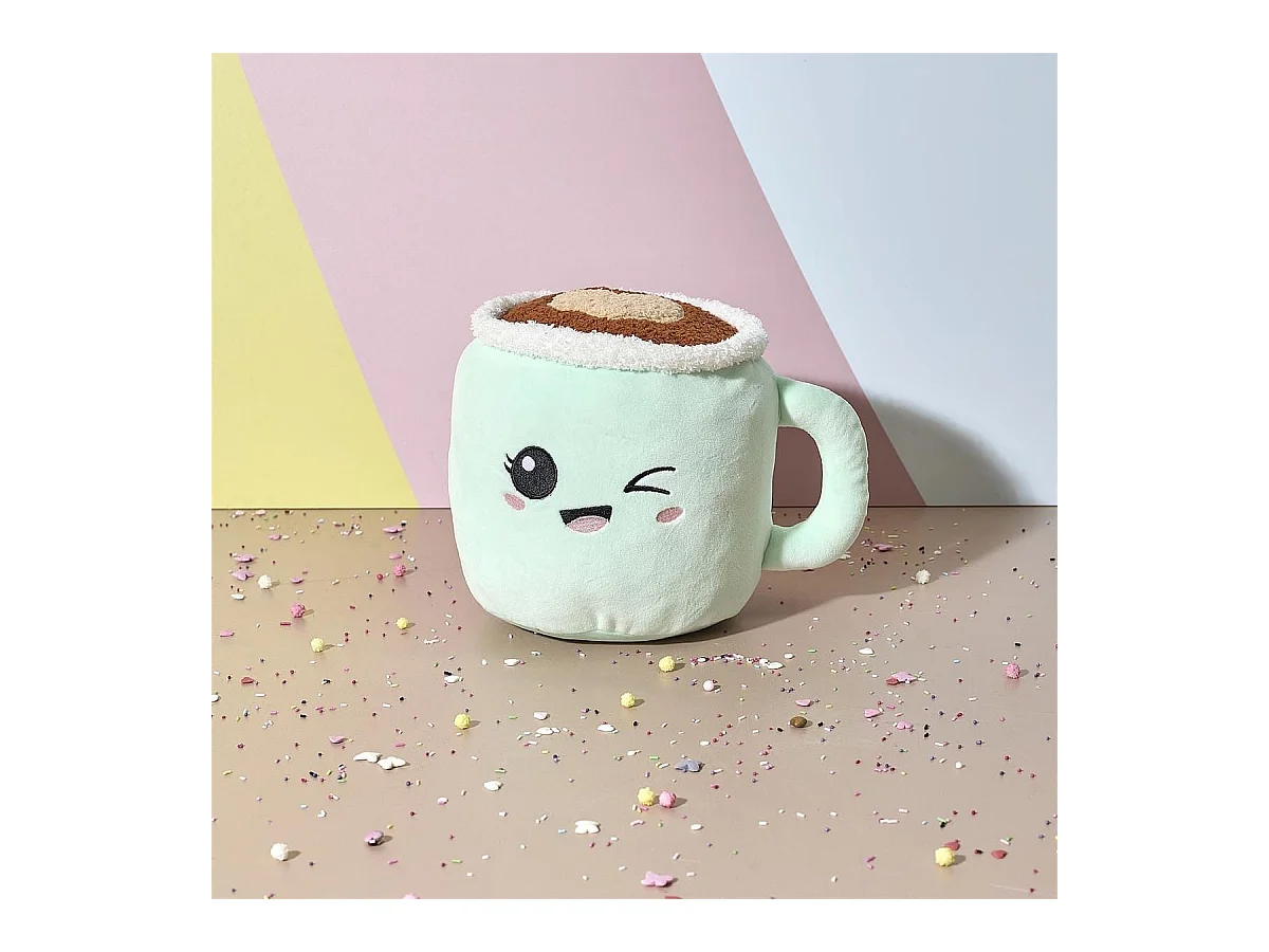 Peluche tasse kawaii en polyester (H22 cm)