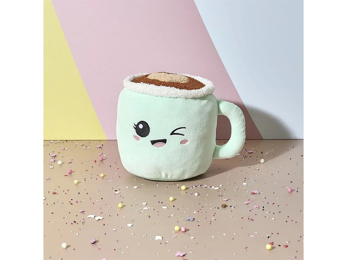 Peluche tasse kawaii en polyester (H22 cm)