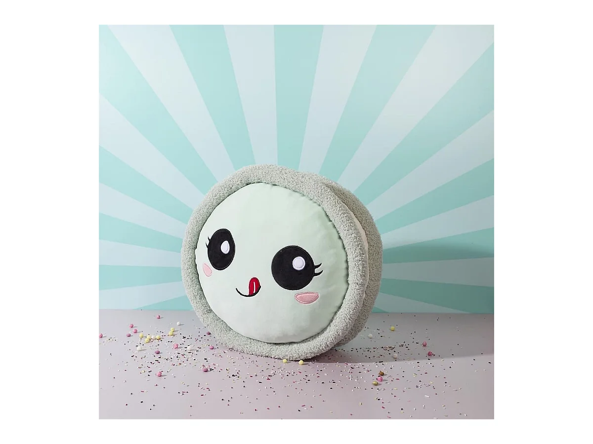 Peluche macaron vert kawaii en polyester (Ø36 cm)