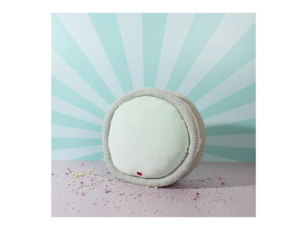 Peluche macaron vert kawaii en polyester (Ø36 cm)