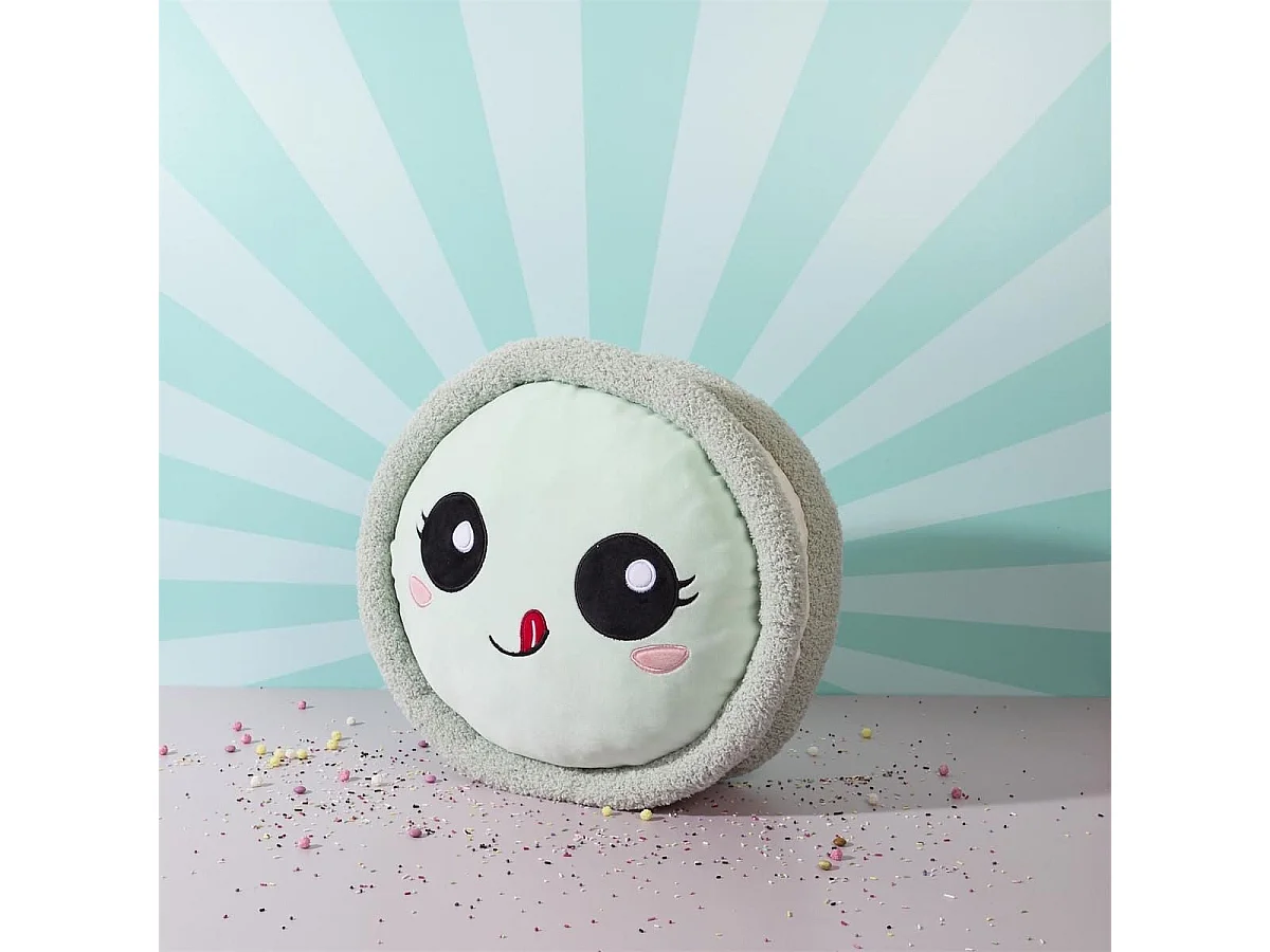 Peluche macaron vert kawaii en polyester (Ø36 cm)