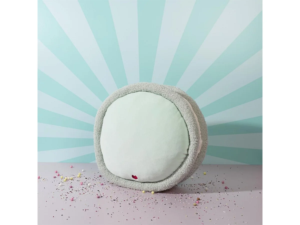 Peluche macaron vert kawaii en polyester (Ø36 cm)