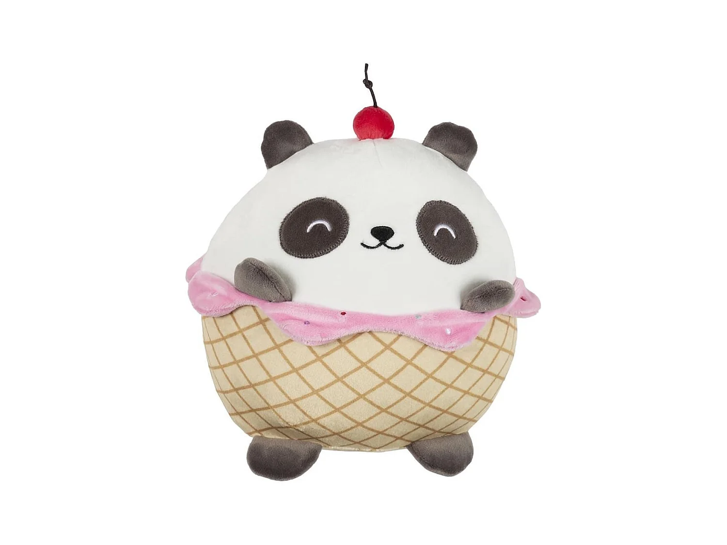 Peluche panda avec son cornet kawaii en polyester (H20 cm)