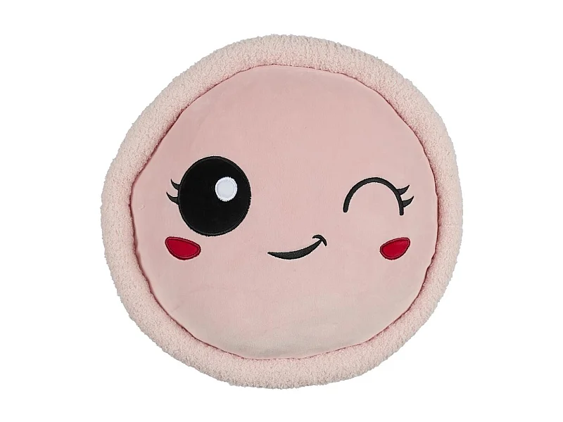 Peluche macaron rose kawaii en polyester (Ø36 cm)