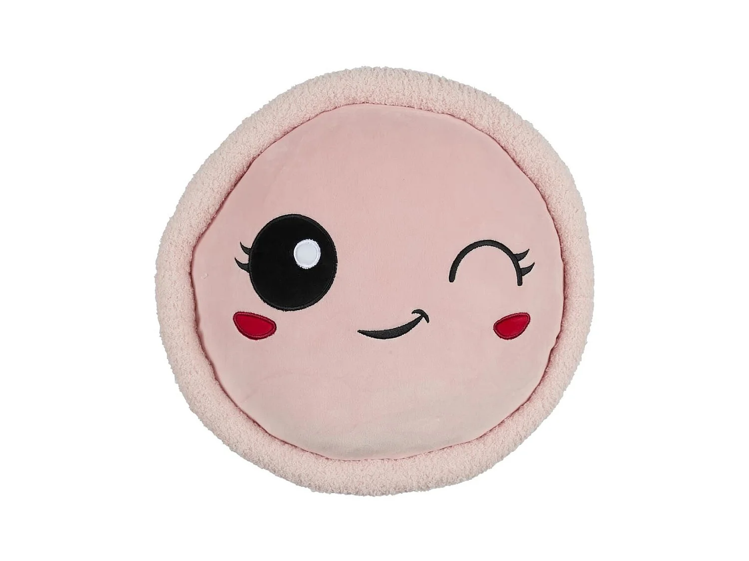 Peluche macaron rose kawaii en polyester (Ø36 cm)