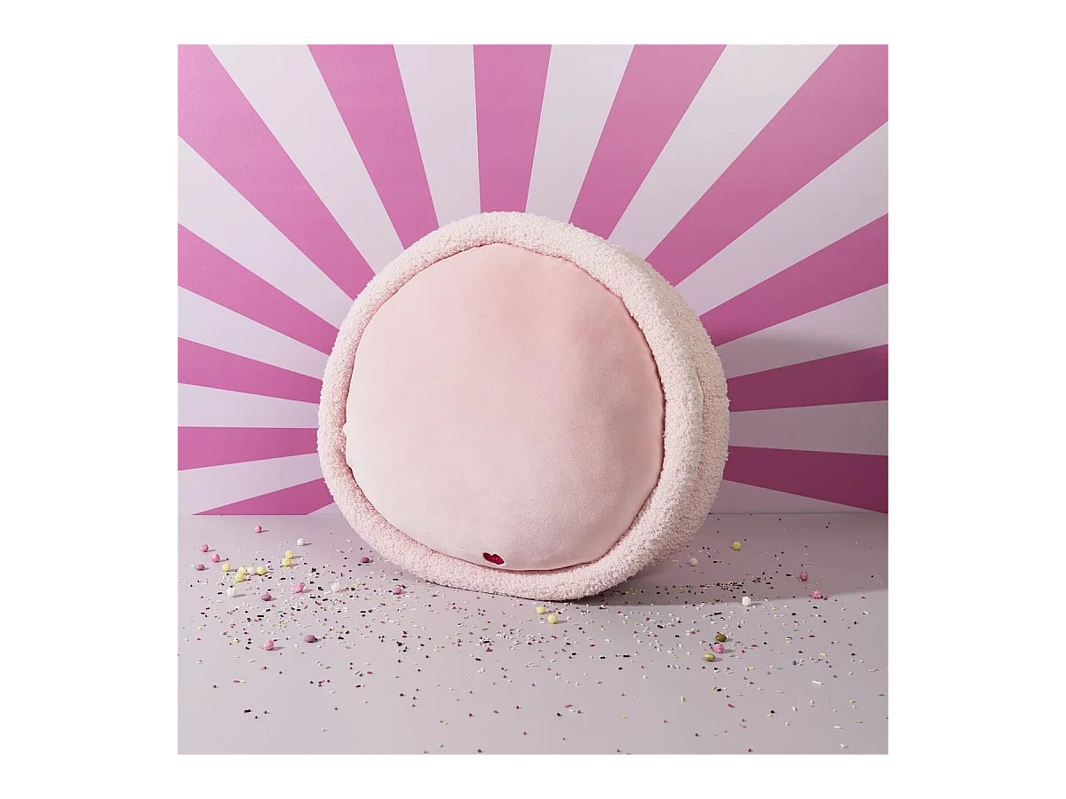 Peluche macaron rose kawaii en polyester (Ø36 cm)