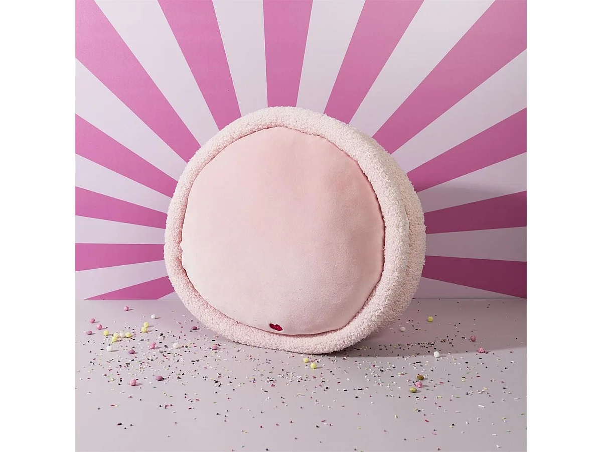 Peluche macaron rose kawaii en polyester (Ø36 cm)