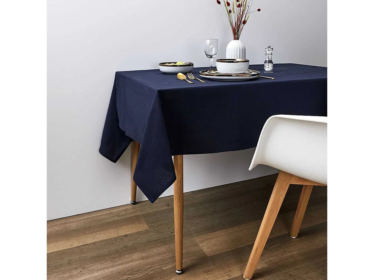Nappe 100% Coton 140x250cm Bleu Marine - MAELYS