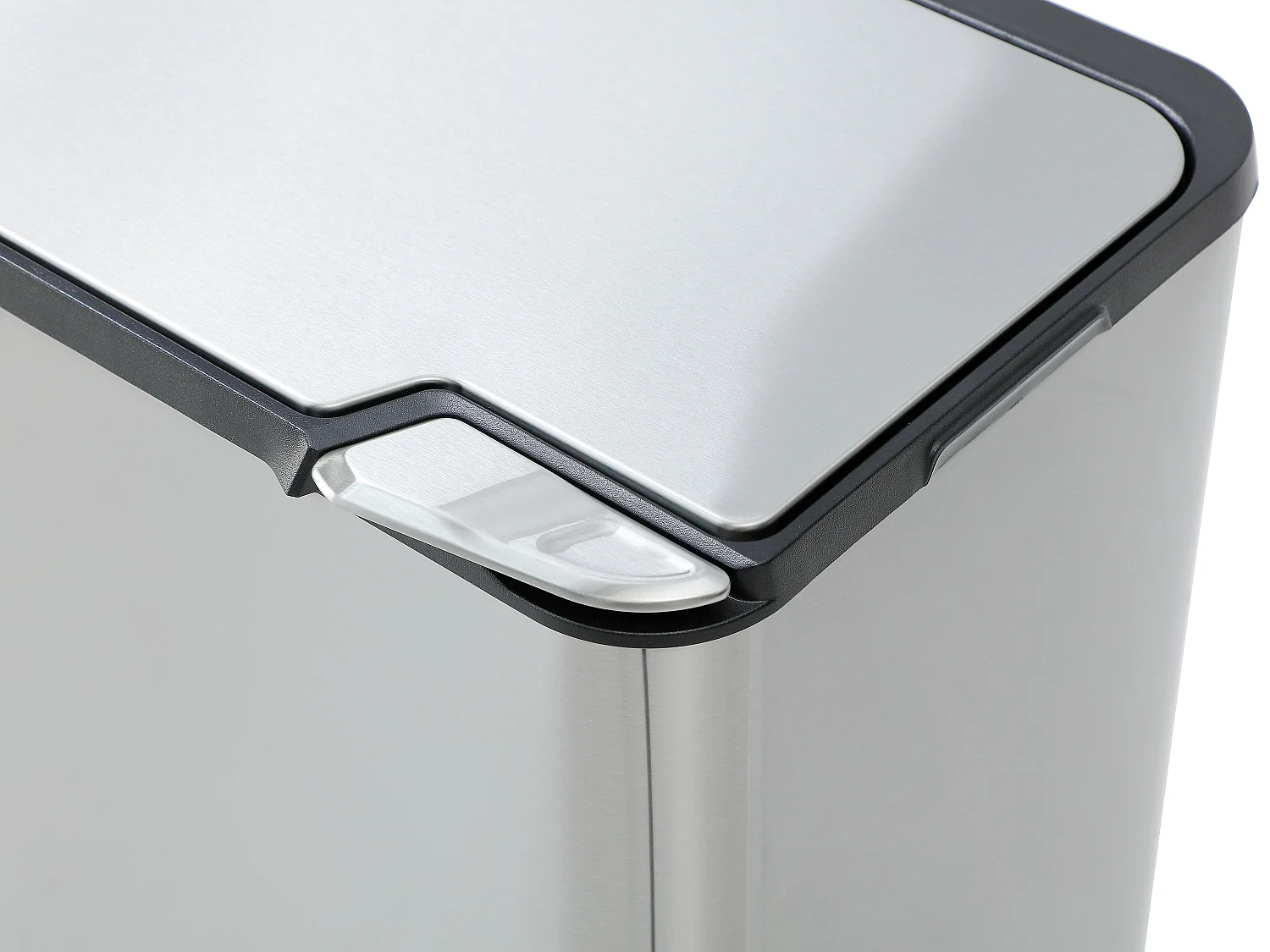 Poubelle de tri sélectif anti traces 63L en inox - 3 bacs - ZAMILO