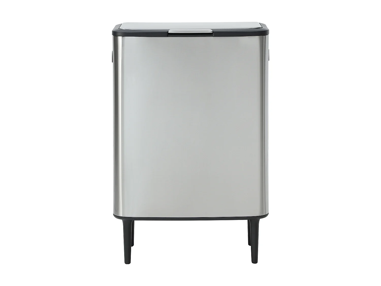 Poubelle de tri anti traces sur pieds - 60L + 5L - Inox - 2 bacs - DRAVIK