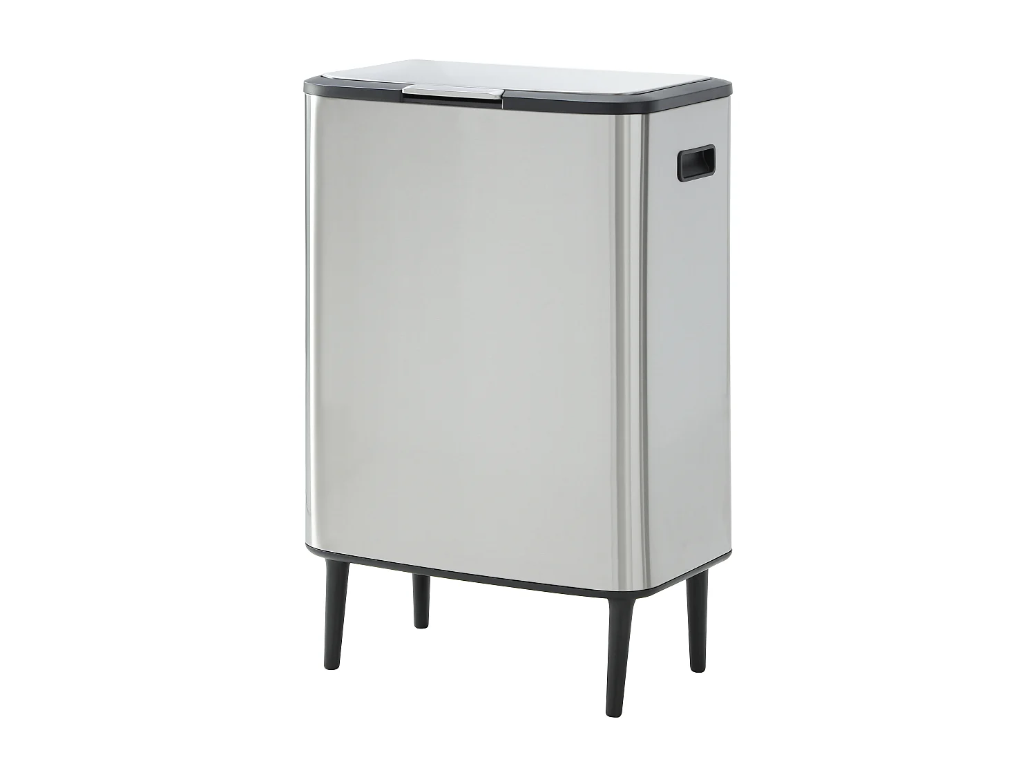 Poubelle de tri anti traces sur pieds - 60L + 5L - Inox - 2 bacs - DRAVIK