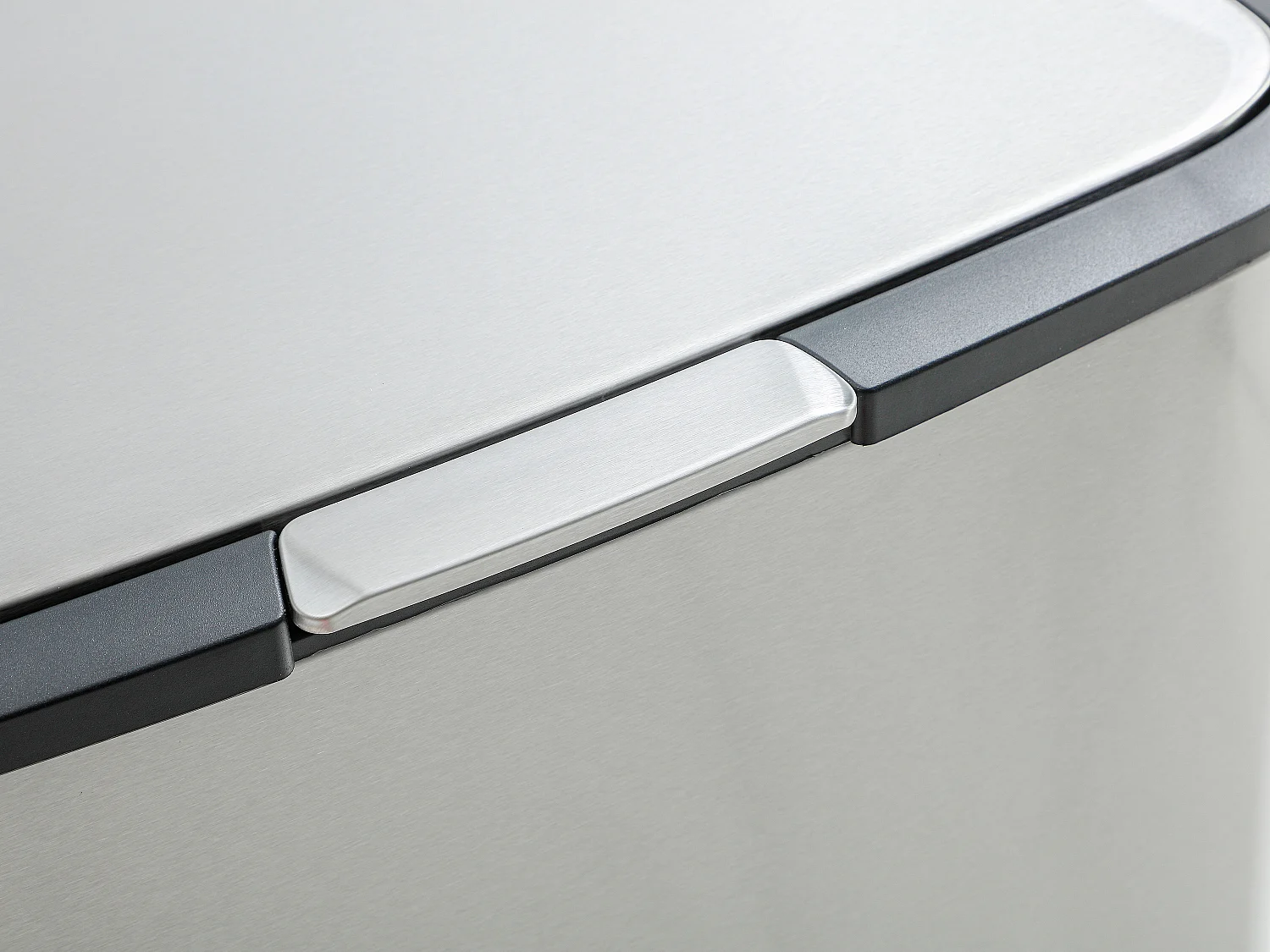 Poubelle de tri anti traces sur pieds - 60L + 5L - Inox - 2 bacs - DRAVIK