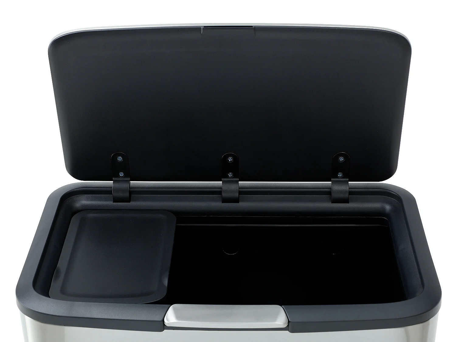 Poubelle de tri anti traces sur pieds - 60L + 5L - Inox - 2 bacs - DRAVIK