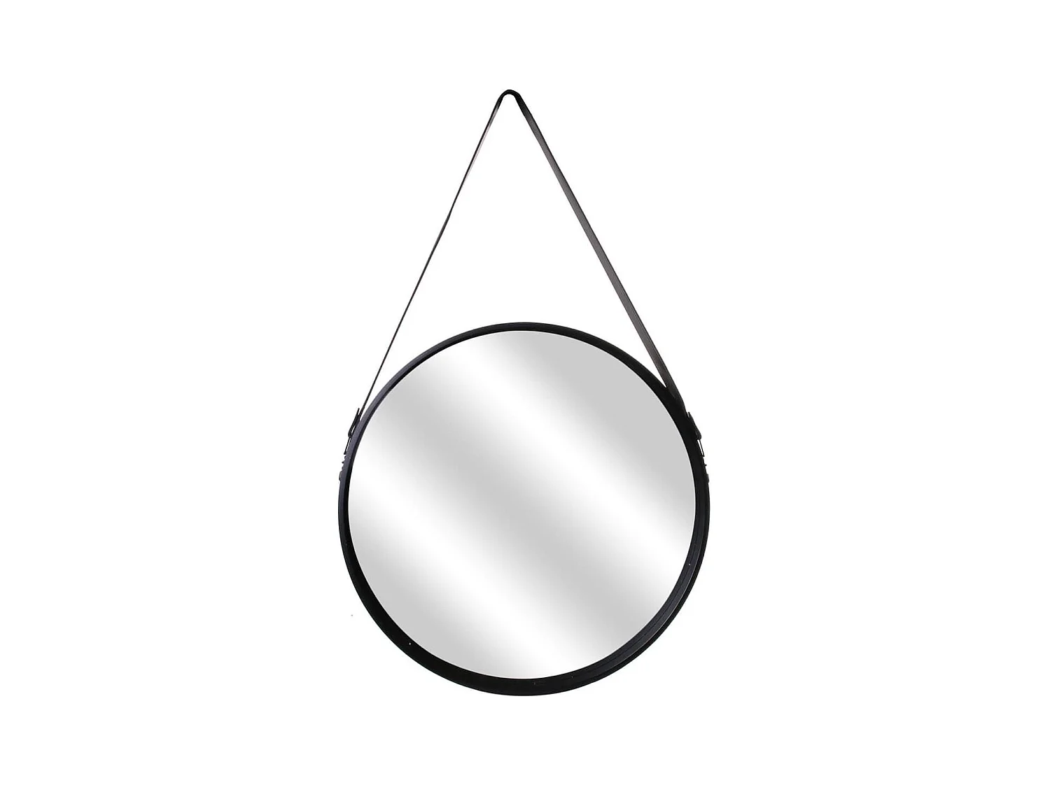 Miroir Rond avec Anse PU Noir Ø50 cm - ABRAM