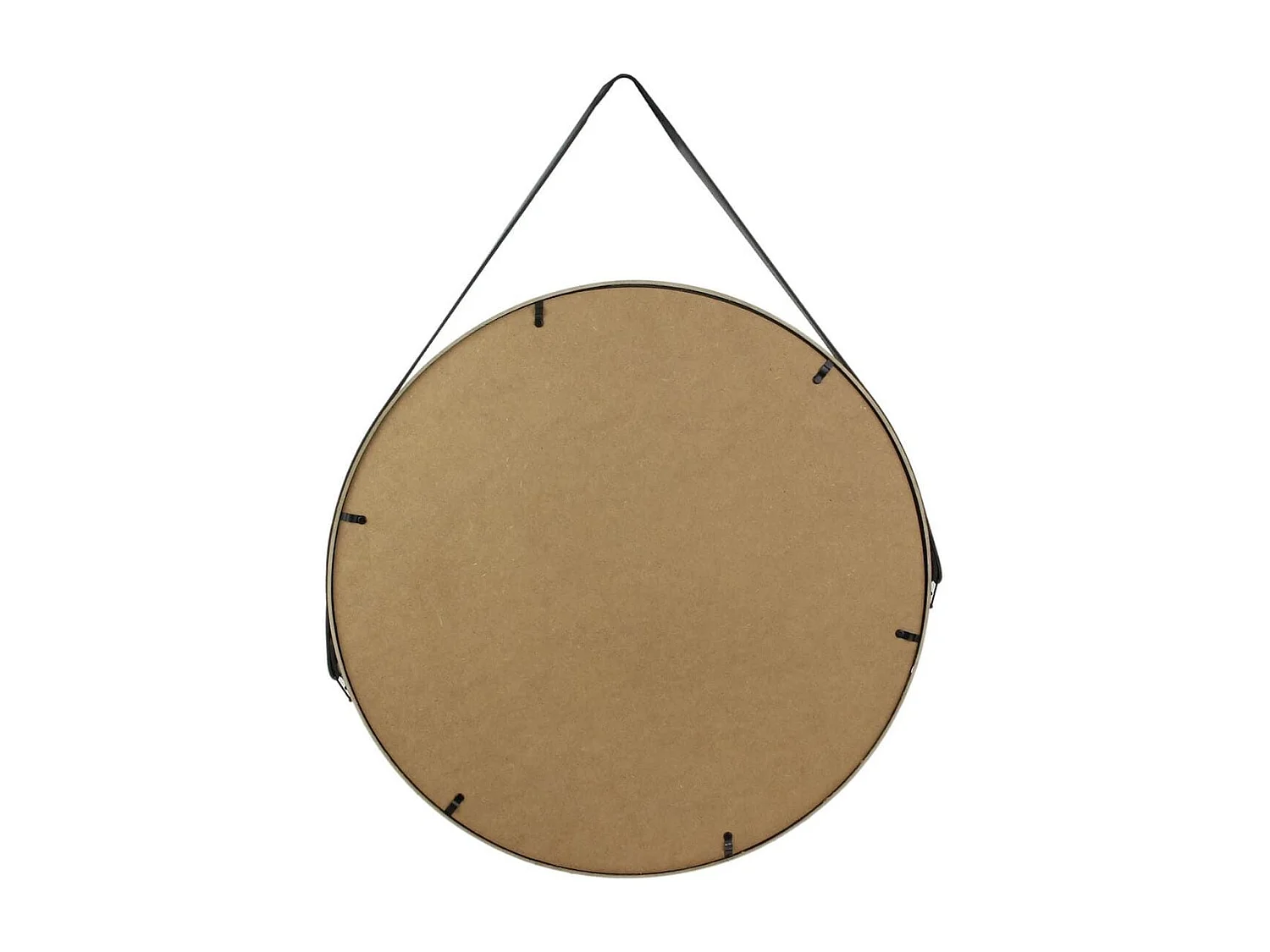 Miroir Rond avec Anse PU Noir Ø50 cm - ABRAM