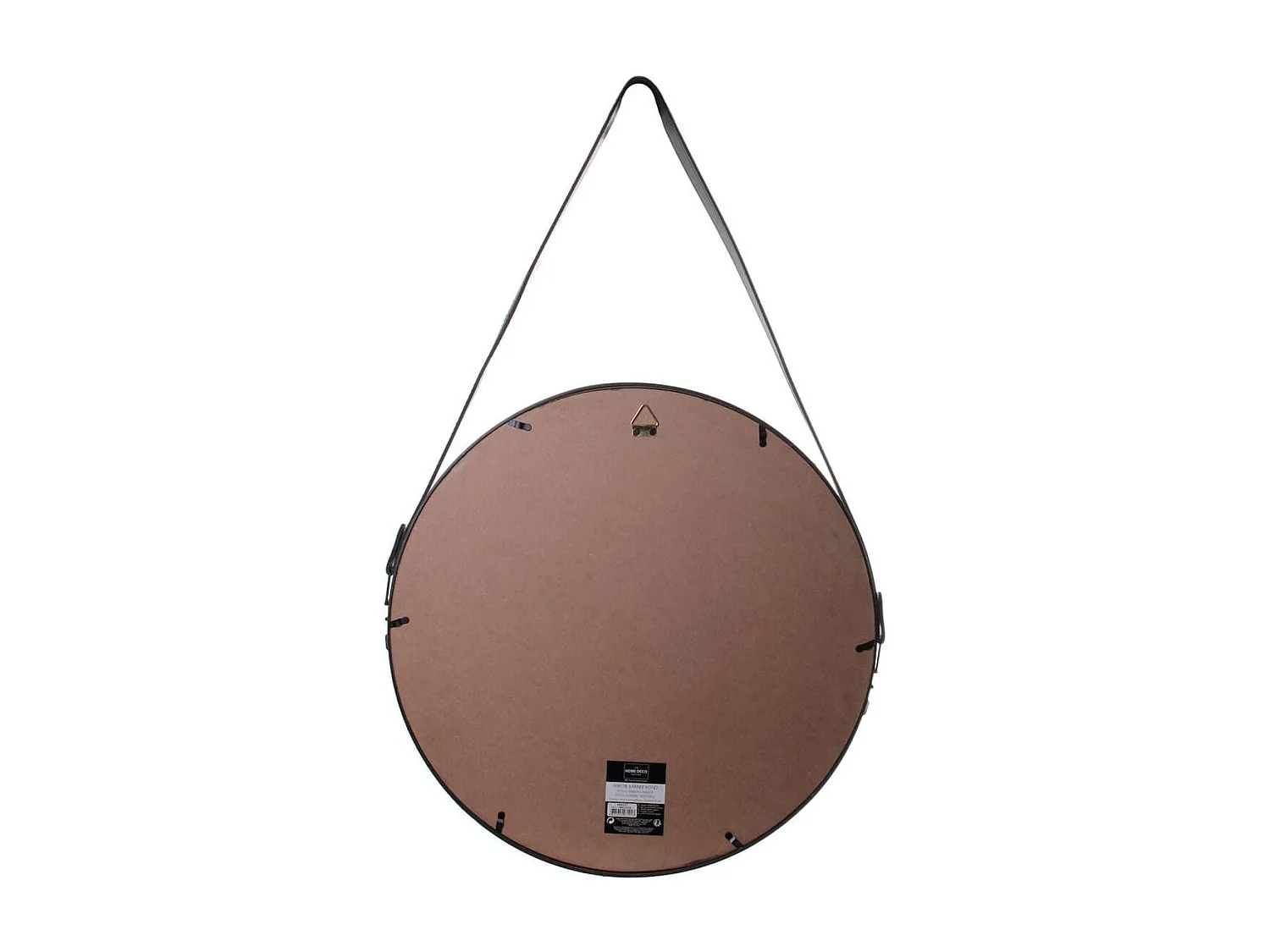 Miroir Rond avec Anse PU Noir Ø50 cm - ABRAM