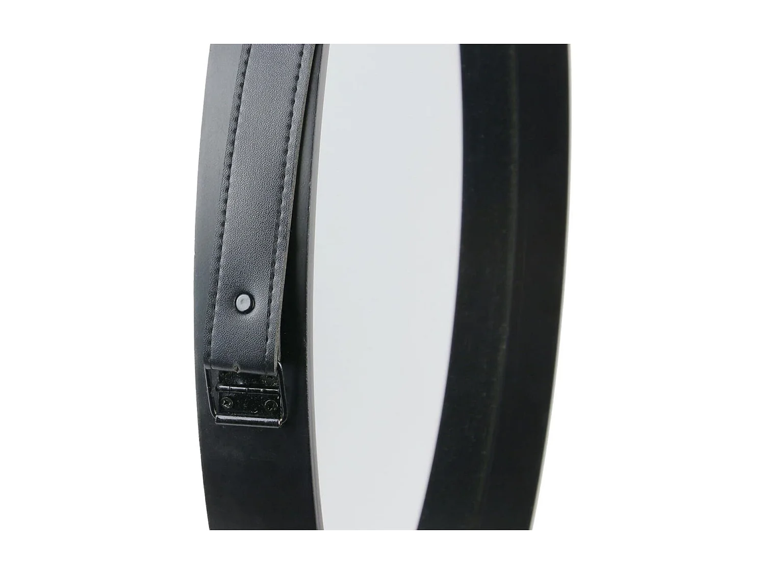 Miroir Rond avec Anse PU Noir Ø50 cm - ABRAM