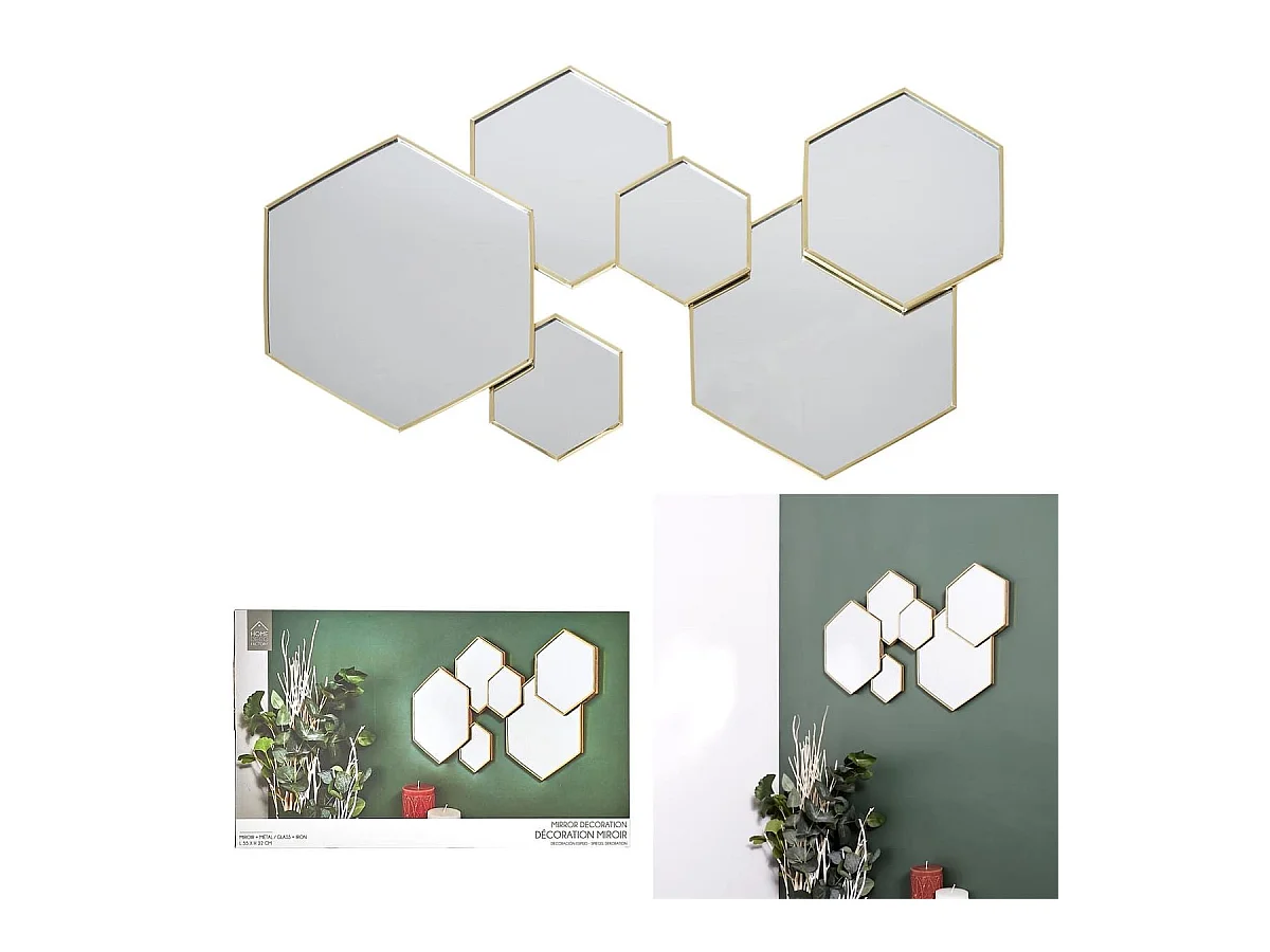 Miroir Hexagonal Doré Décoratif - KERIS