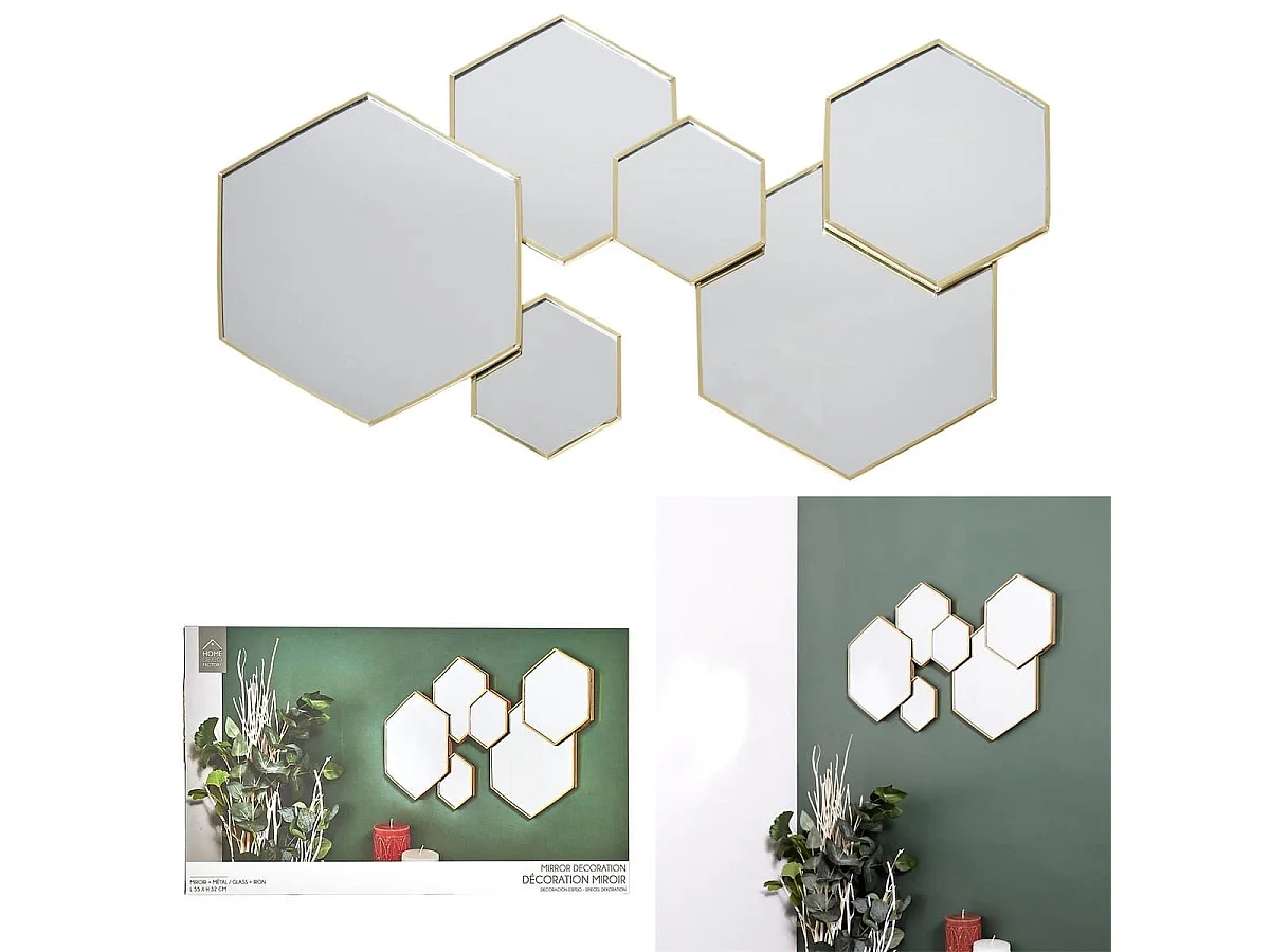 Miroir Hexagonal Doré Décoratif - KERIS