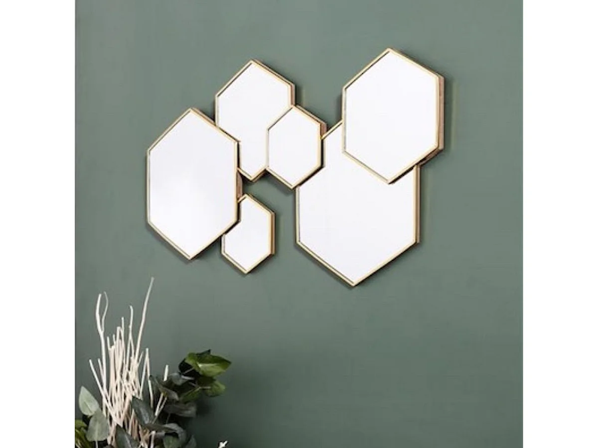 Miroir Hexagonal Doré Décoratif - KERIS
