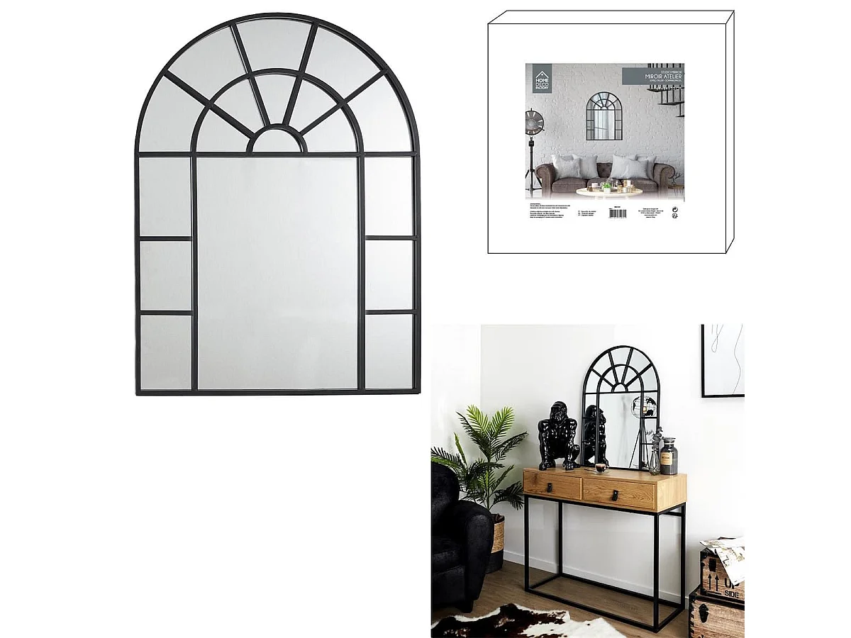 Miroir Fenêtre Métal Noir 60x80 cm - EVONIS