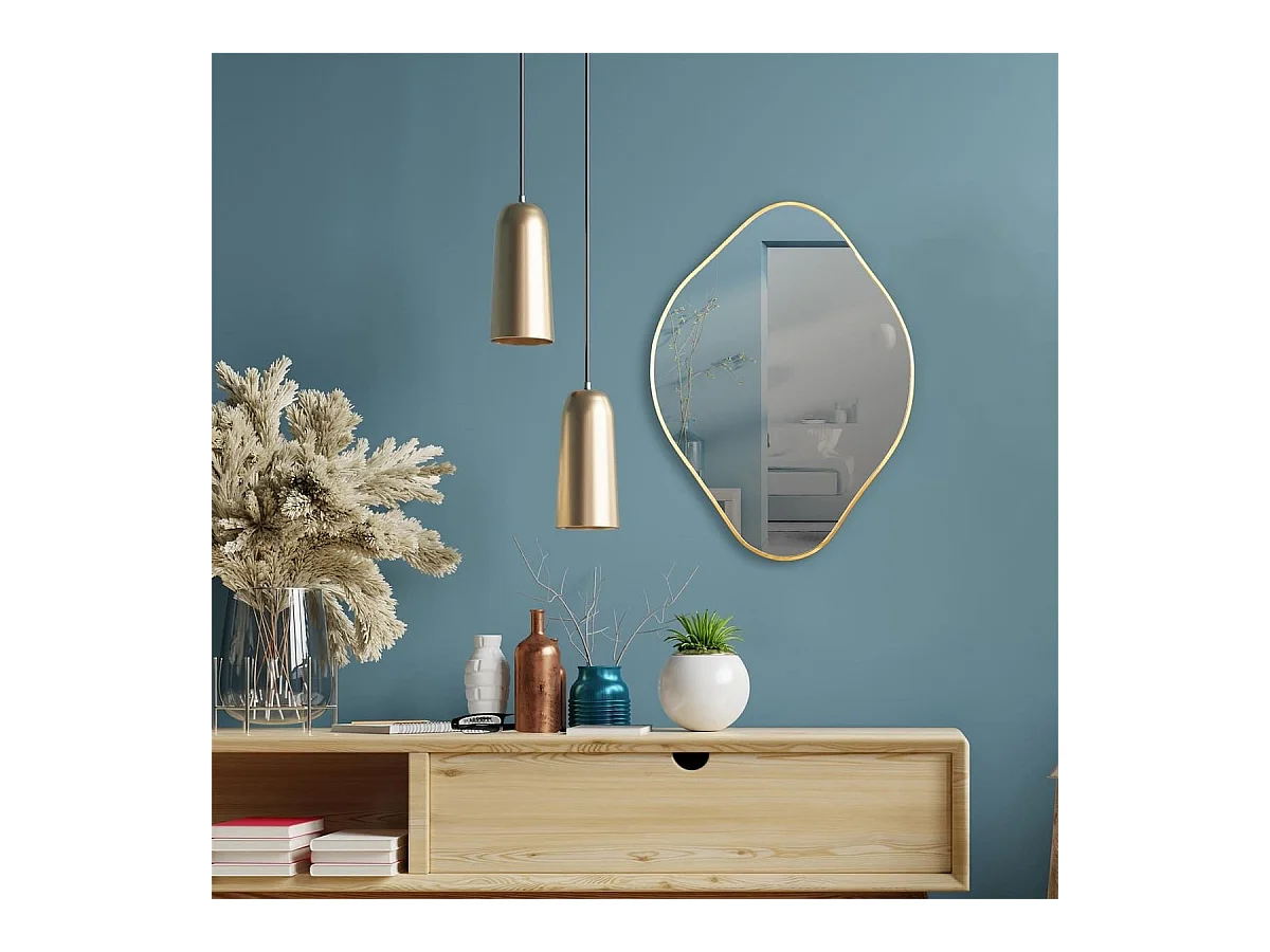 Miroir Déco Losange 60 cm avec Contour Doré - JORIS