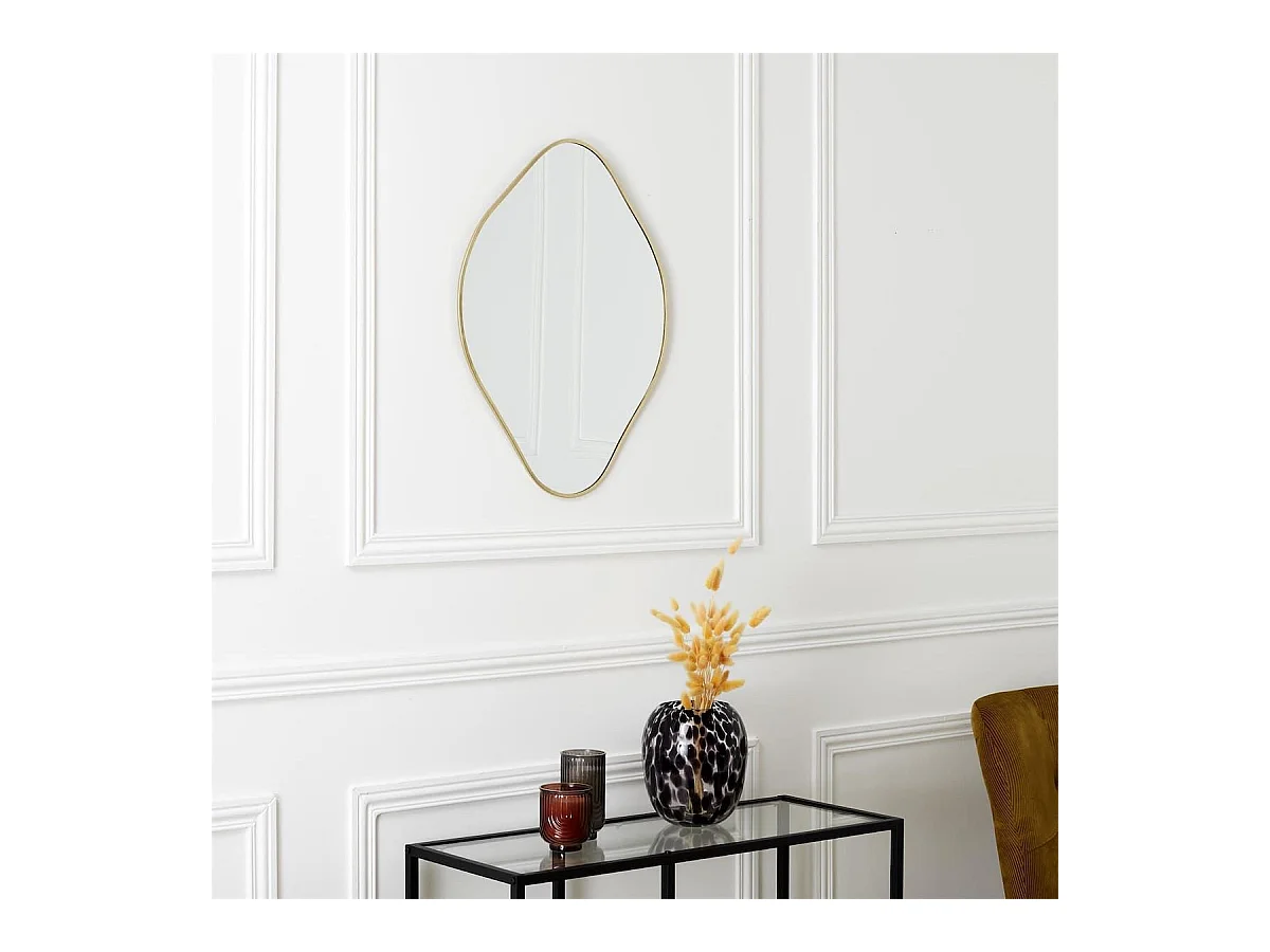 Miroir Déco Losange 60 cm avec Contour Doré - JORIS