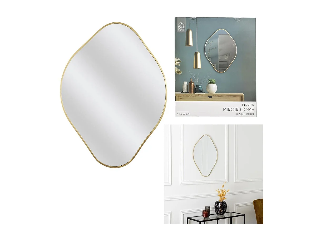 Miroir Déco Losange 60 cm avec Contour Doré - JORIS