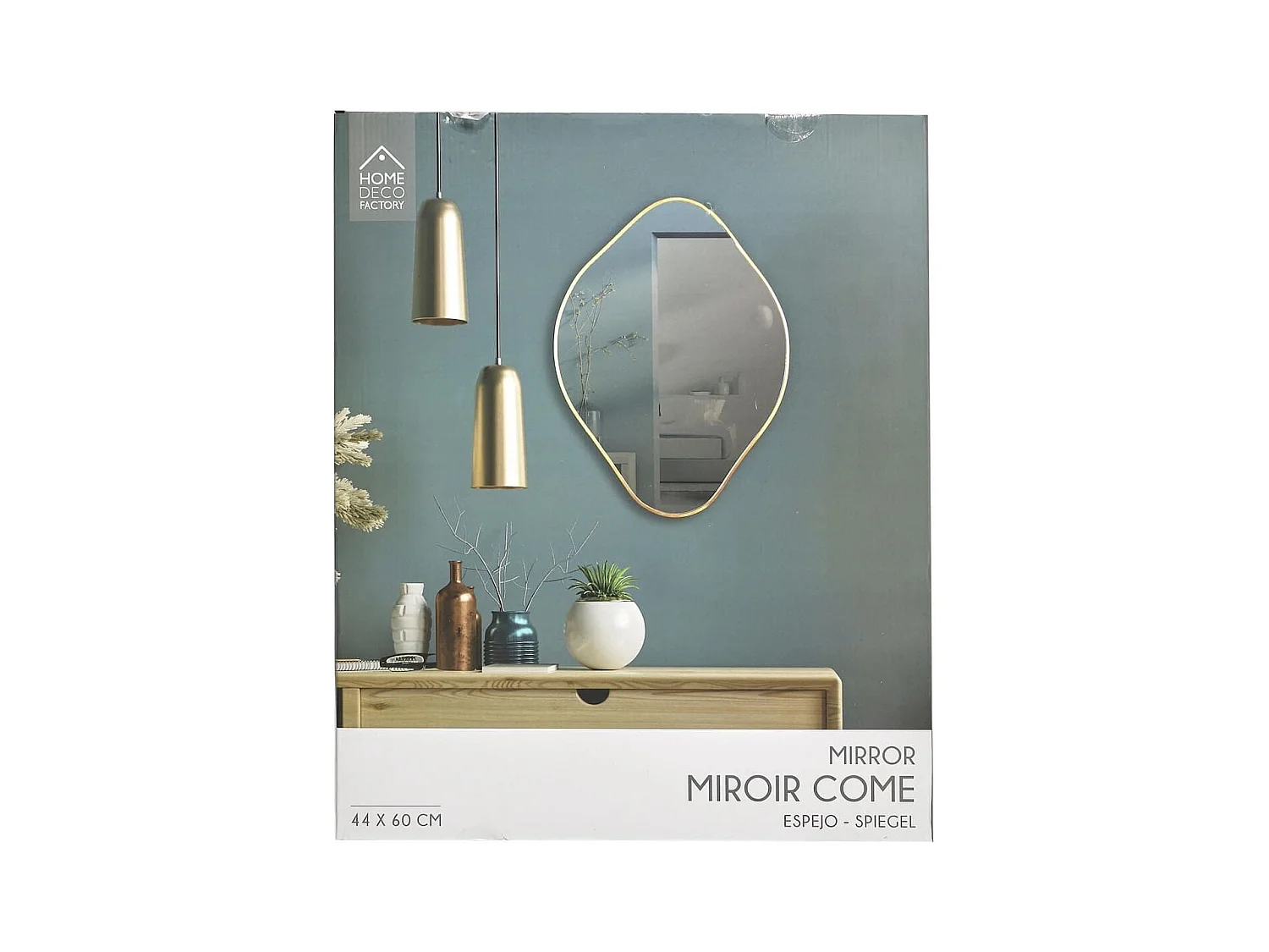 Miroir Déco Losange 60 cm avec Contour Doré - JORIS