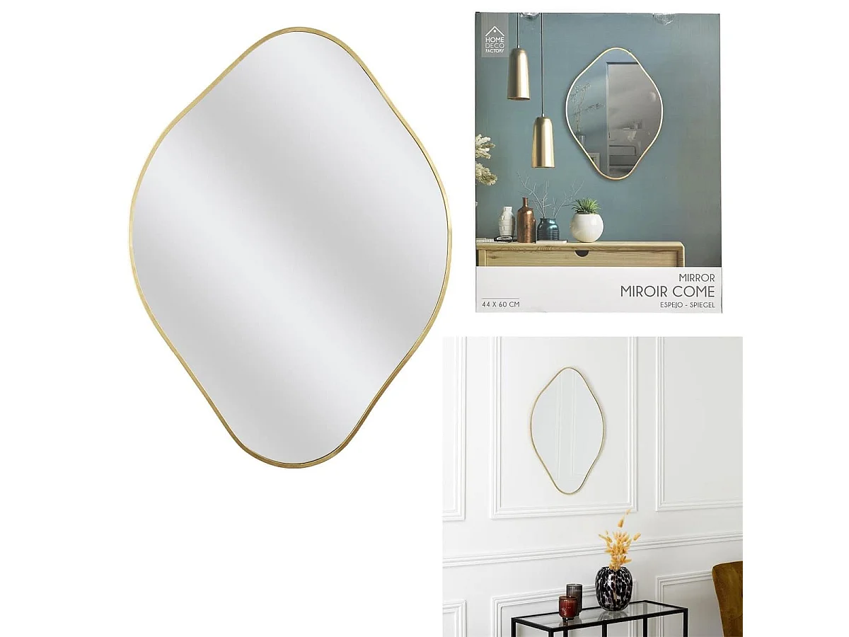 Miroir Déco Losange 60 cm avec Contour Doré - JORIS