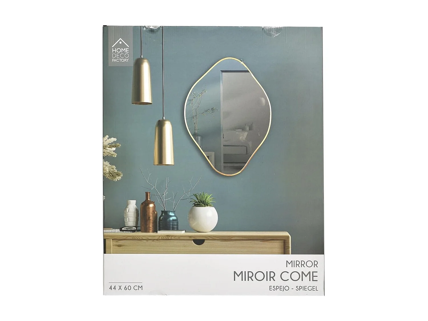 Miroir Déco Losange 60 cm avec Contour Doré - JORIS