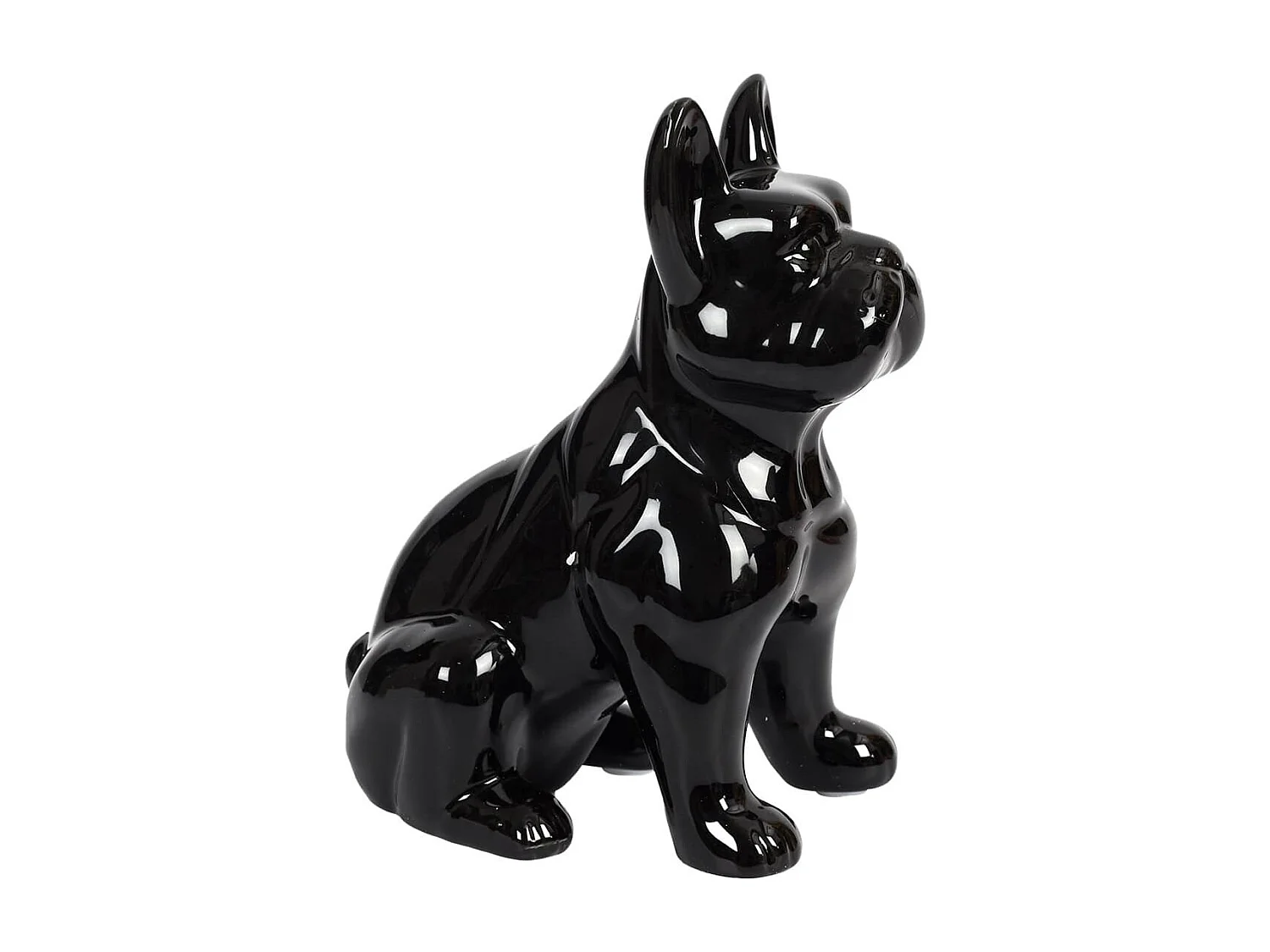 Statue Bulldog en Céramique Noir Brillant H20cm - STOKY