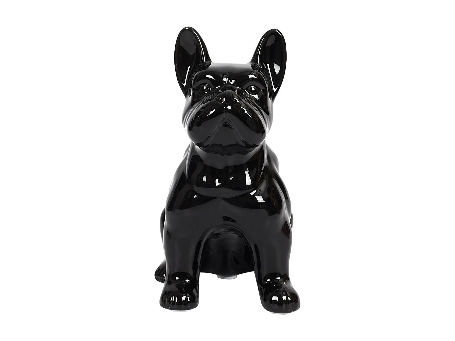 Statue Bulldog en Céramique Noir Brillant H20cm - STOKY