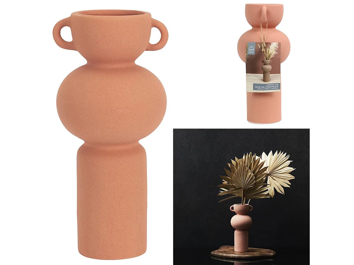Vase Anse Céramique Terracotta Artiste 25,5cm - SAMIR