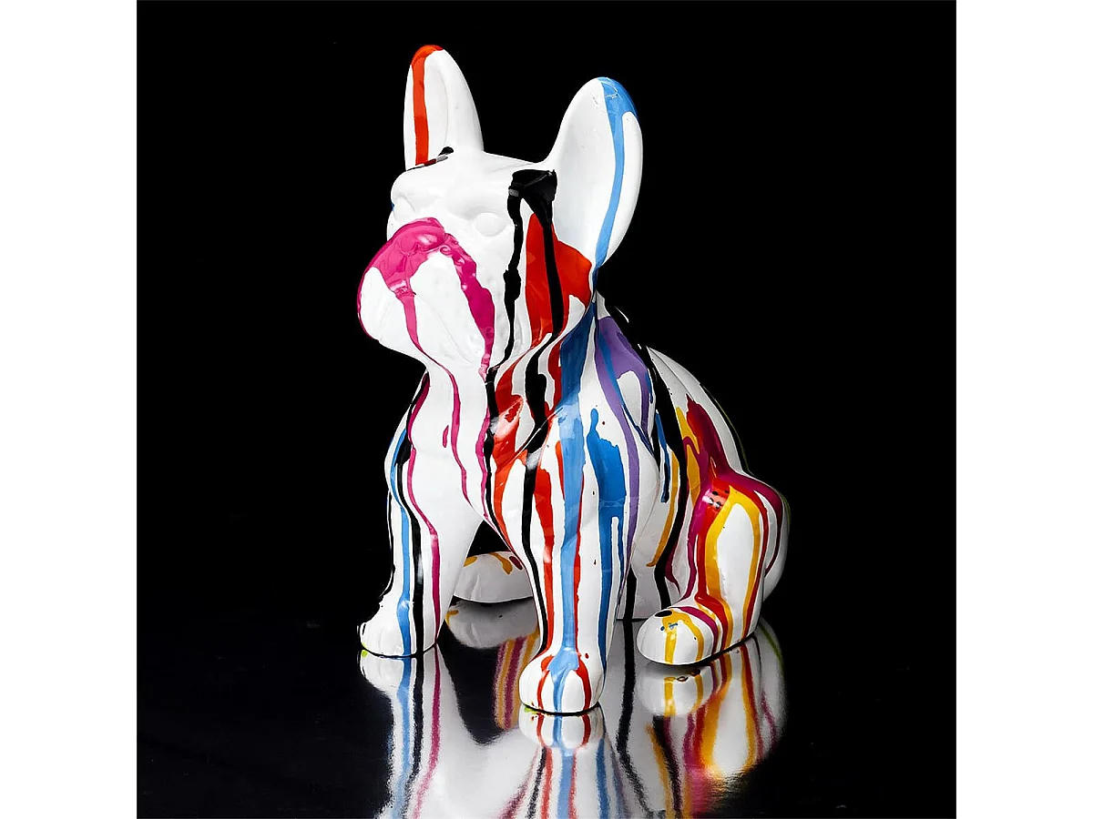 Statue Bulldog en Céramique Multicolore Brillant H30cm - STOKY