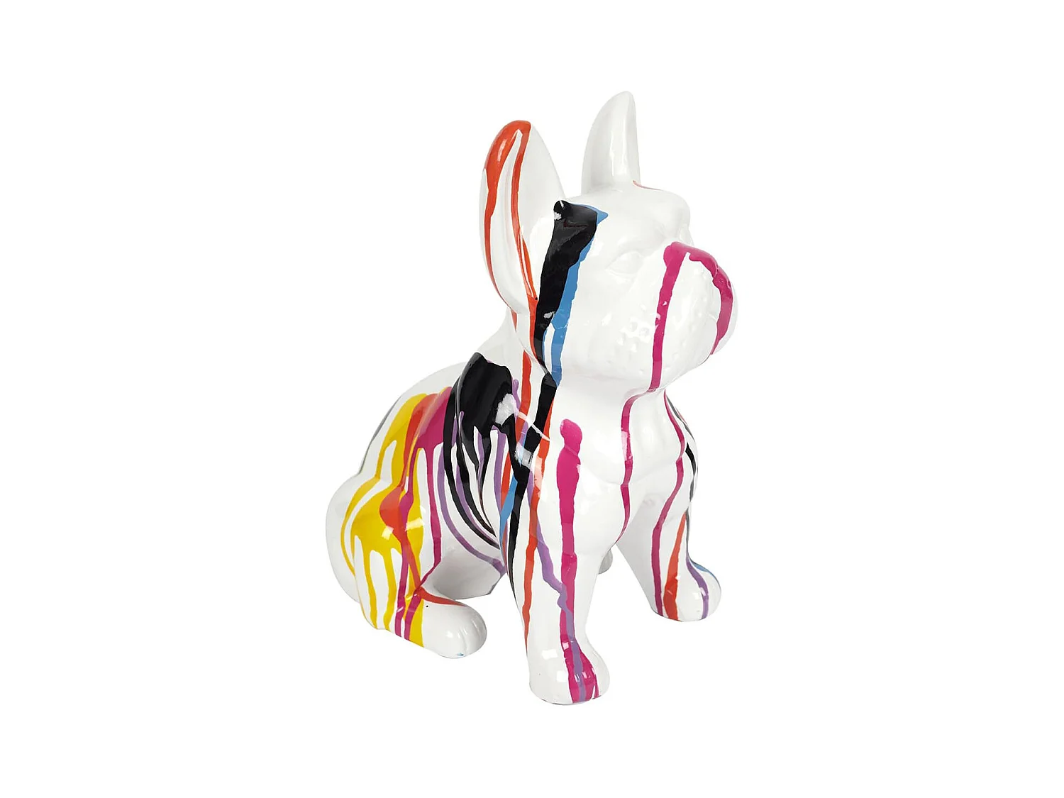 Statue Bulldog en Céramique Multicolore Brillant H30cm